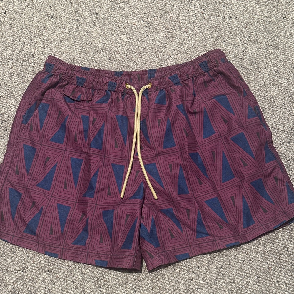 Zara Men's Swim Trunks with Purple and Blue Geometric Design